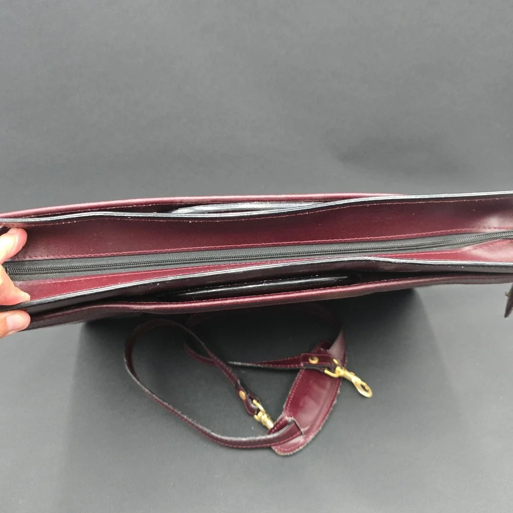 Stelco Vintage Burgundy Genuine Deep Buff Leather Briefcase Attache Bag Mens